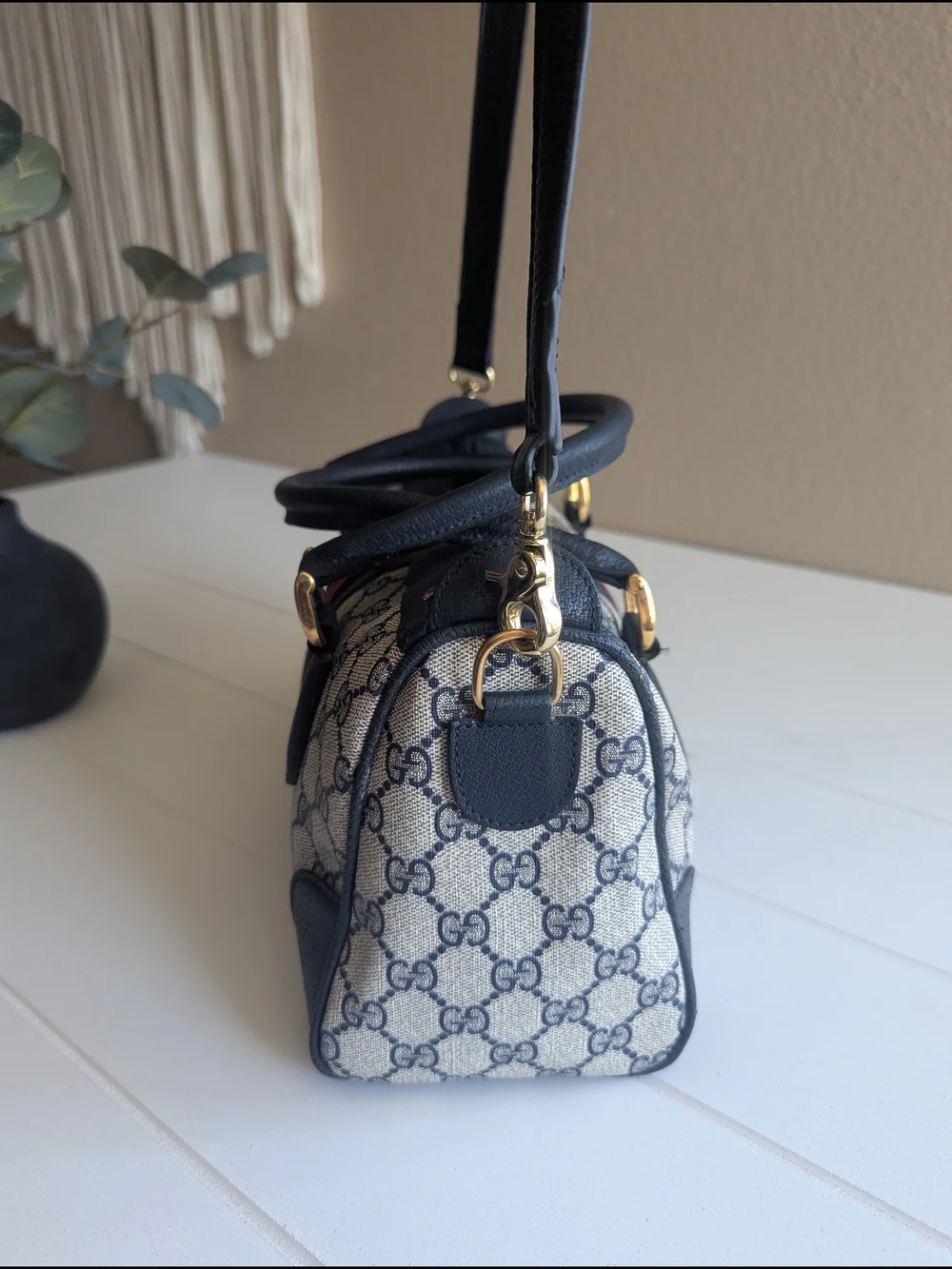 vintage Gucci GG Supreme Sherry Line Boston Bag